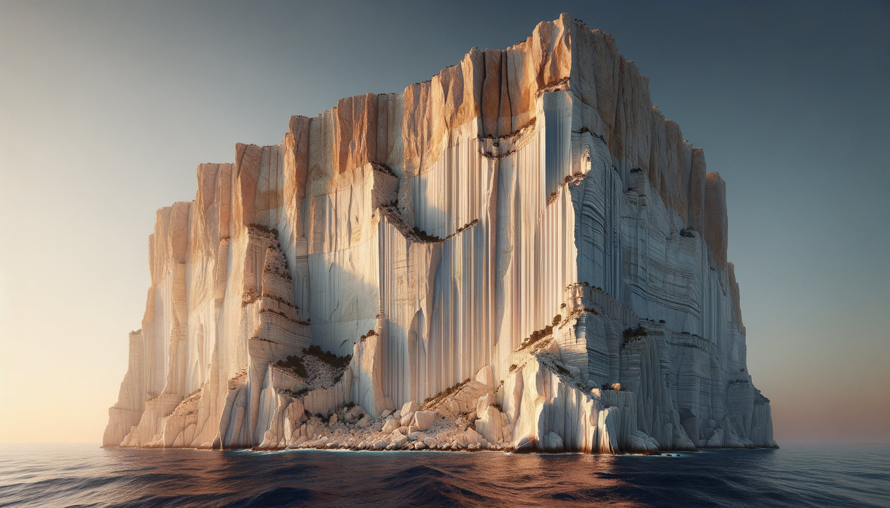 Photographie d'art contemporaine de falaise calcaire méditerranéenne, composition verticale monumentale, textures géologiques détaillées, mer azur