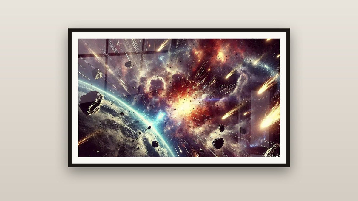 Framed painting on a wall: Astral Storm