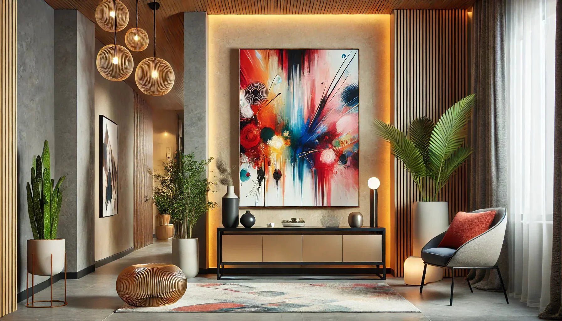 Pourquoi un tableau abstrait coloré est idéal pour une entrée moderne accueillante ?