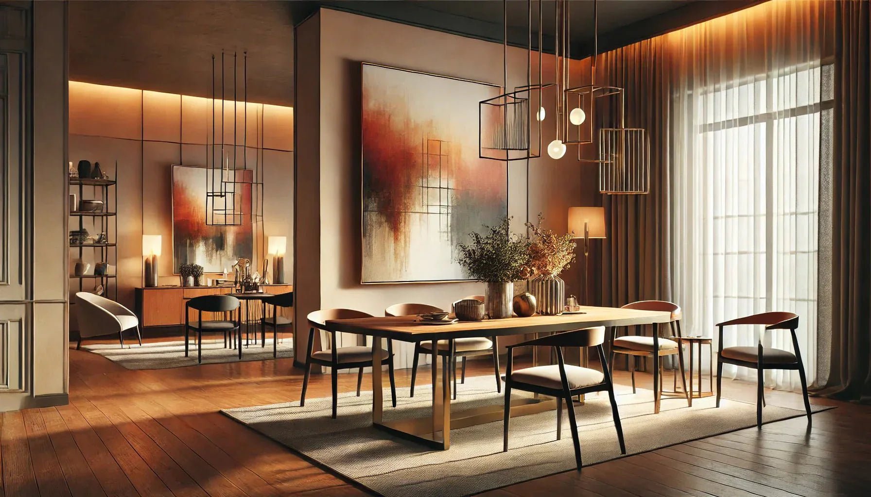 Pourquoi un tableau abstrait moderne est-il parfait pour une salle à manger contemporaine chaleureuse ?