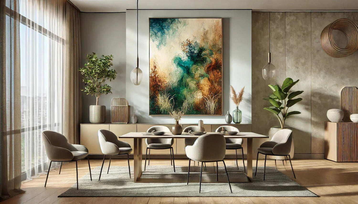 Pourquoi un tableau nature abstrait est idéal pour une salle à manger moderne ?