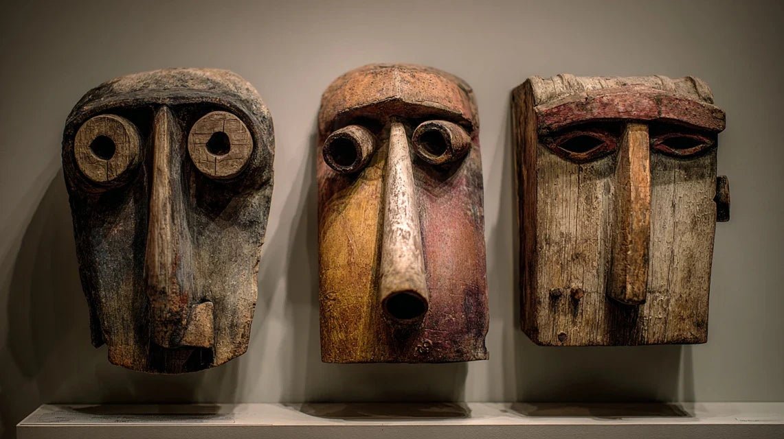 Que signifient les masques à yeux tubulaires dans l'art Dan ?