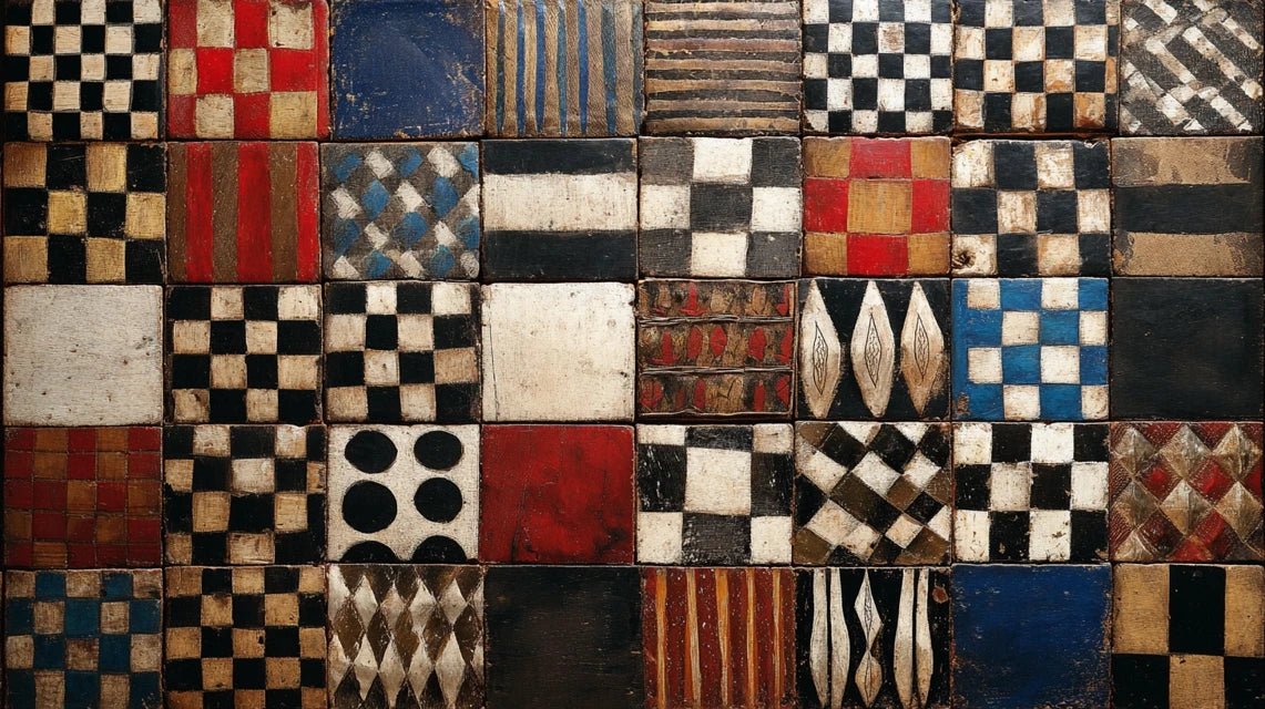 Que signifient les motifs en damier dans l'art Kuba ?