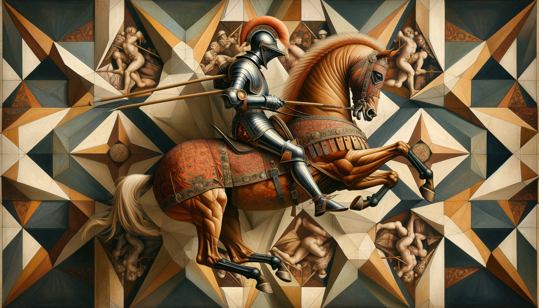 Cheval de bataille en raccourci anatomique selon la technique révolutionnaire de Paolo Uccello, Quattrocento florentin