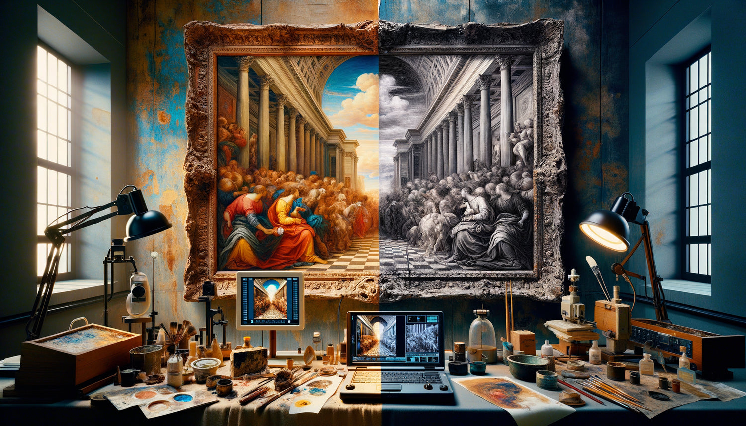 Analyse par réflectographie infrarouge révélant le dessin préparatoire caché sous une peinture de maître ancien