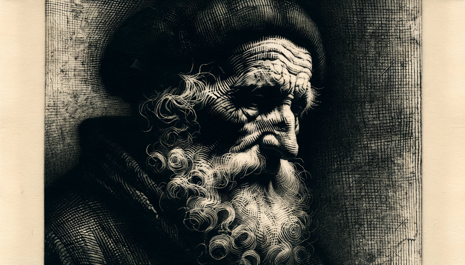 Eau-forte originale de Rembrandt du 17ème siècle, technique monochrome noir et blanc, maîtrise du clair-obscur et gravure détaillée