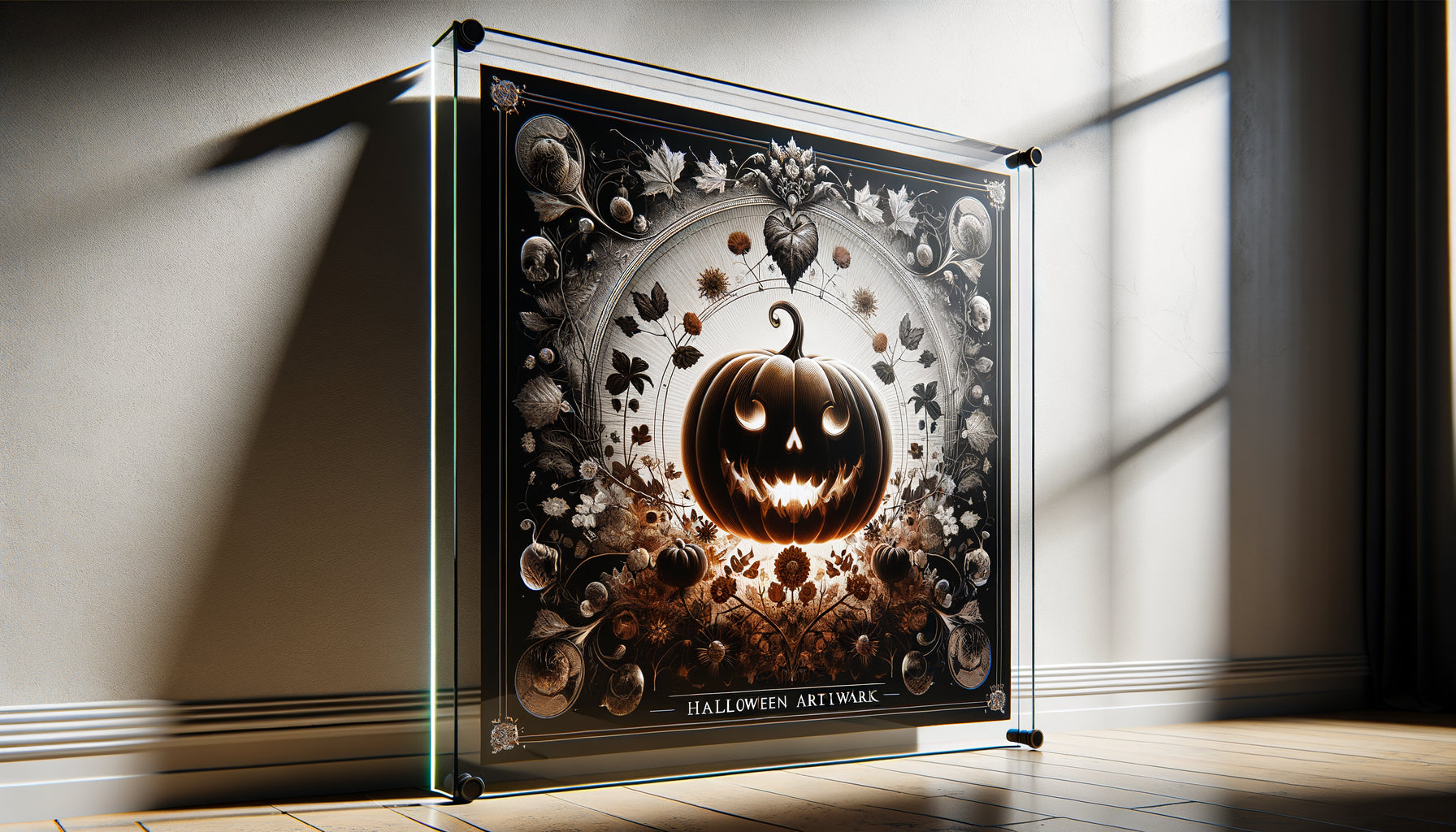 Reproduction Halloween sur plexiglas qualité muséale avec effet de profondeur et transparence optique professionnelle