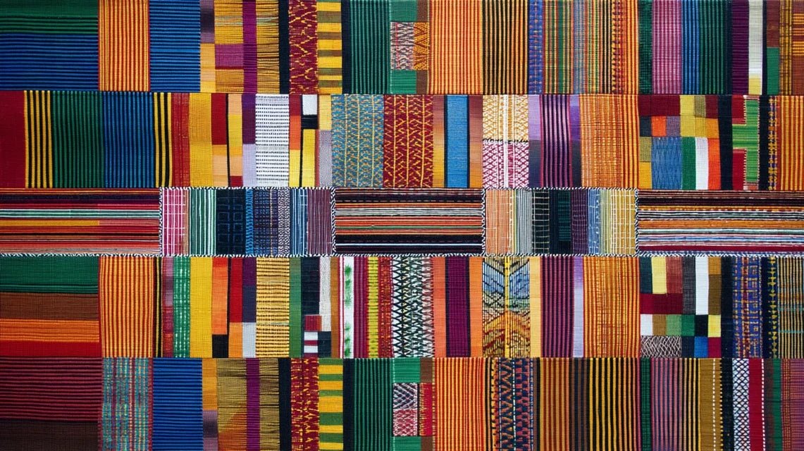 Symbolique des tissus Kente en tableau mural africain