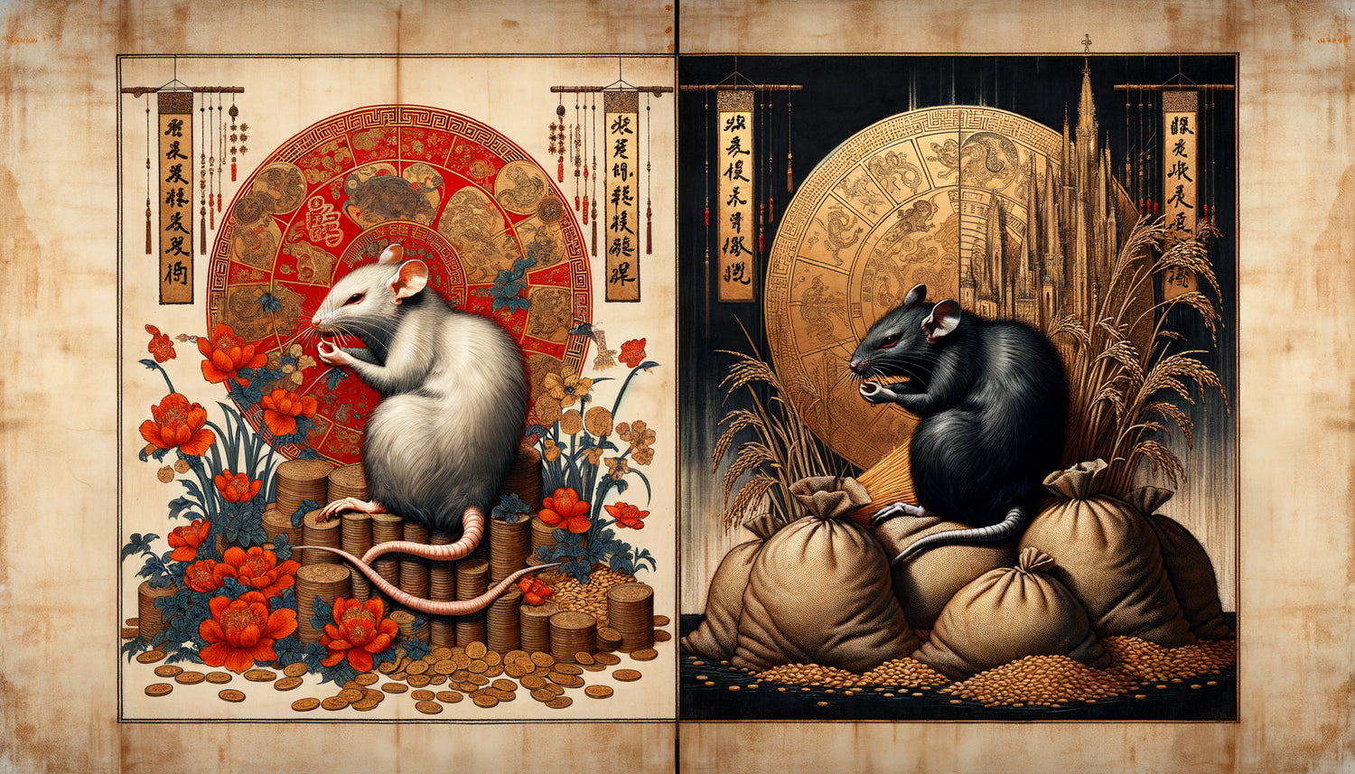 Comparaison art chinois ancestral et iconographie médiévale européenne : symboliques opposées du rat, prospérité versus corruption