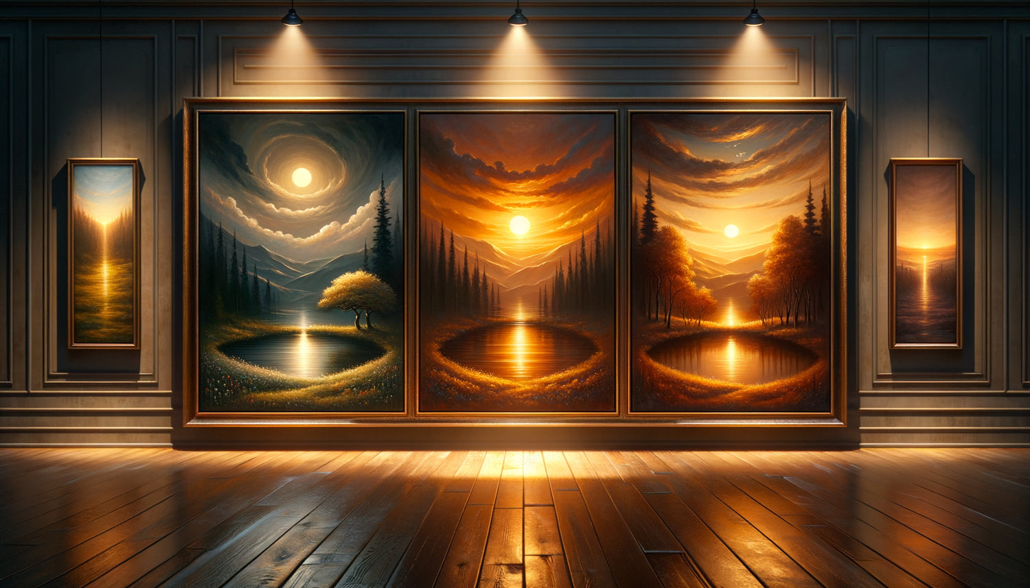 Comparaison visuelle entre tableau unique, diptyque et triptyque illustrant leurs symboliques distinctes de narration artistique