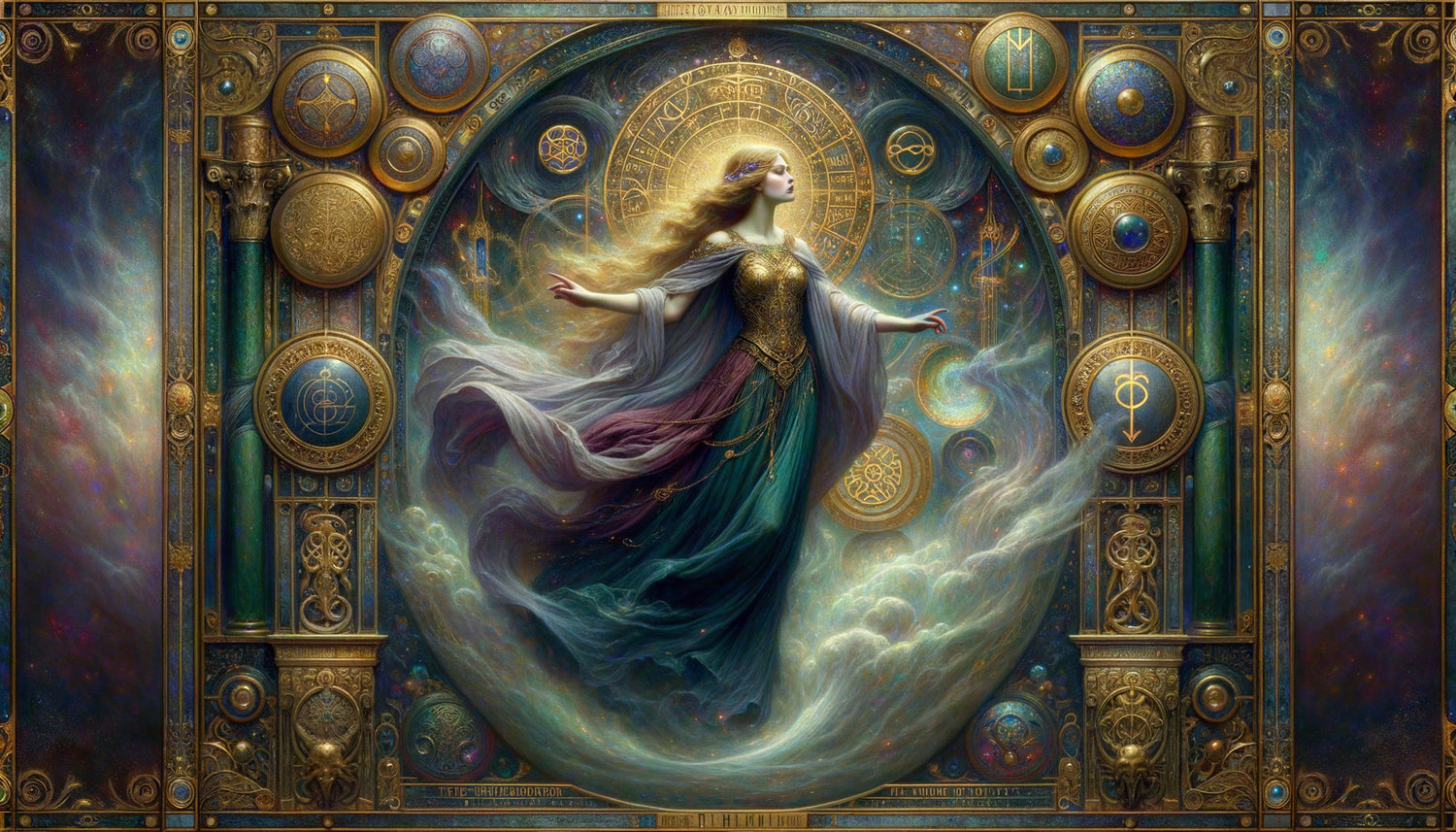 Peinture symboliste parisienne années 1890 réinterprétant la mythologie nordique avec Valkyrie éthérée dans atmosphère mystique et onirique