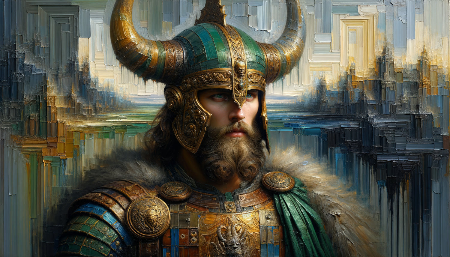 Peinture à l'huile de Loki démontrant perspective atmosphérique, clair-obscur dramatique et variations de texture pour créer profondeur tridimensionnelle