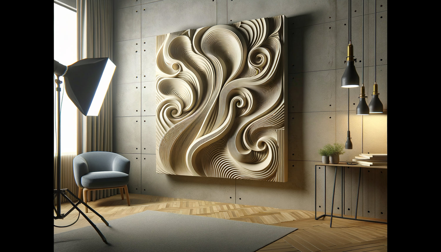 Tableau mural thermoformé moderne avec surface courbe tridimensionnelle adaptée à une paroi architecturale cintrée