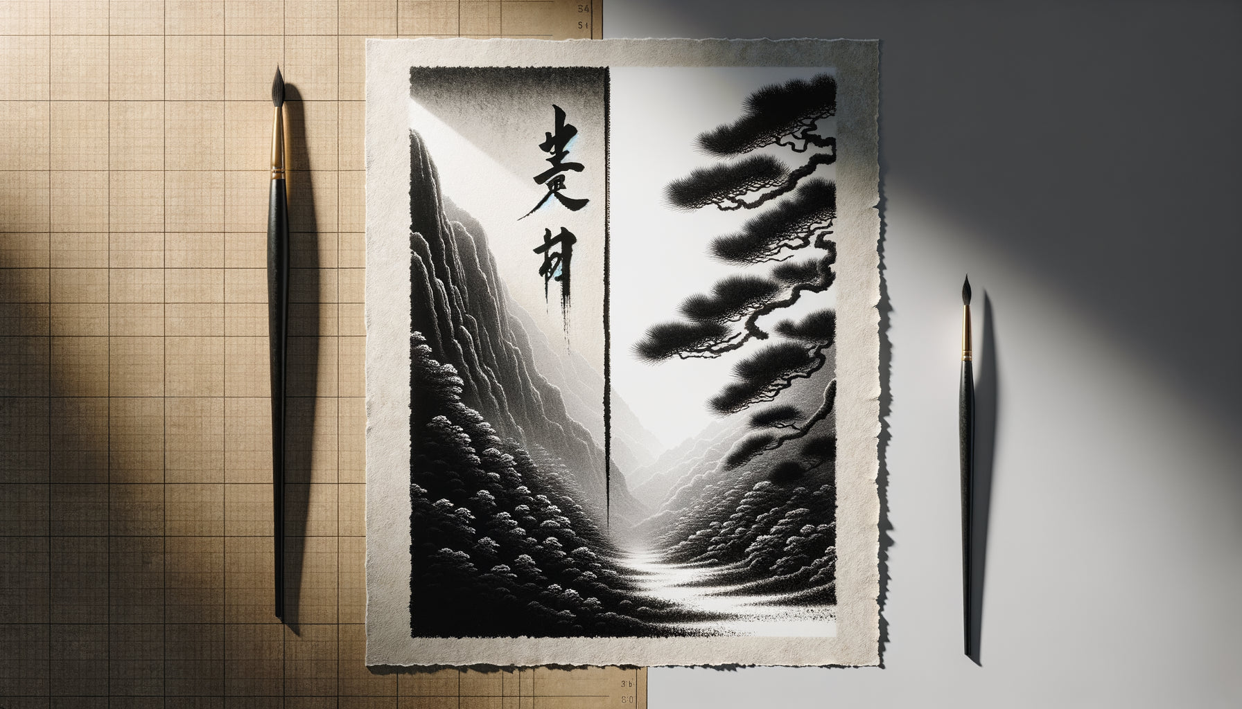 Comparaison entre tableau zen peint main avec texture authentique et impression lisse sans relief