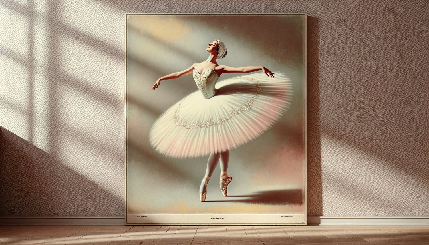 Tableau mural vintage années 1950-1960 représentant une ballerine en tutu rose, décoration d'après-guerre typique des foyers américains