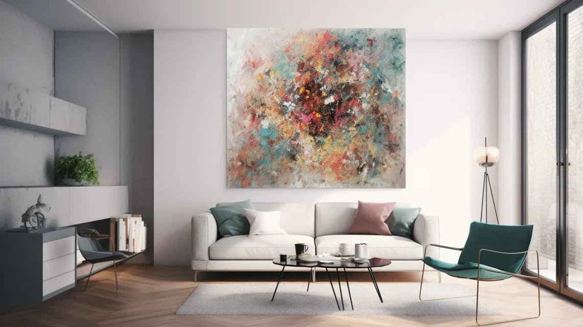 Support discret spécial plexiglas maintenant solidement un tableau en verre acrylique transparent contre un mur blanc