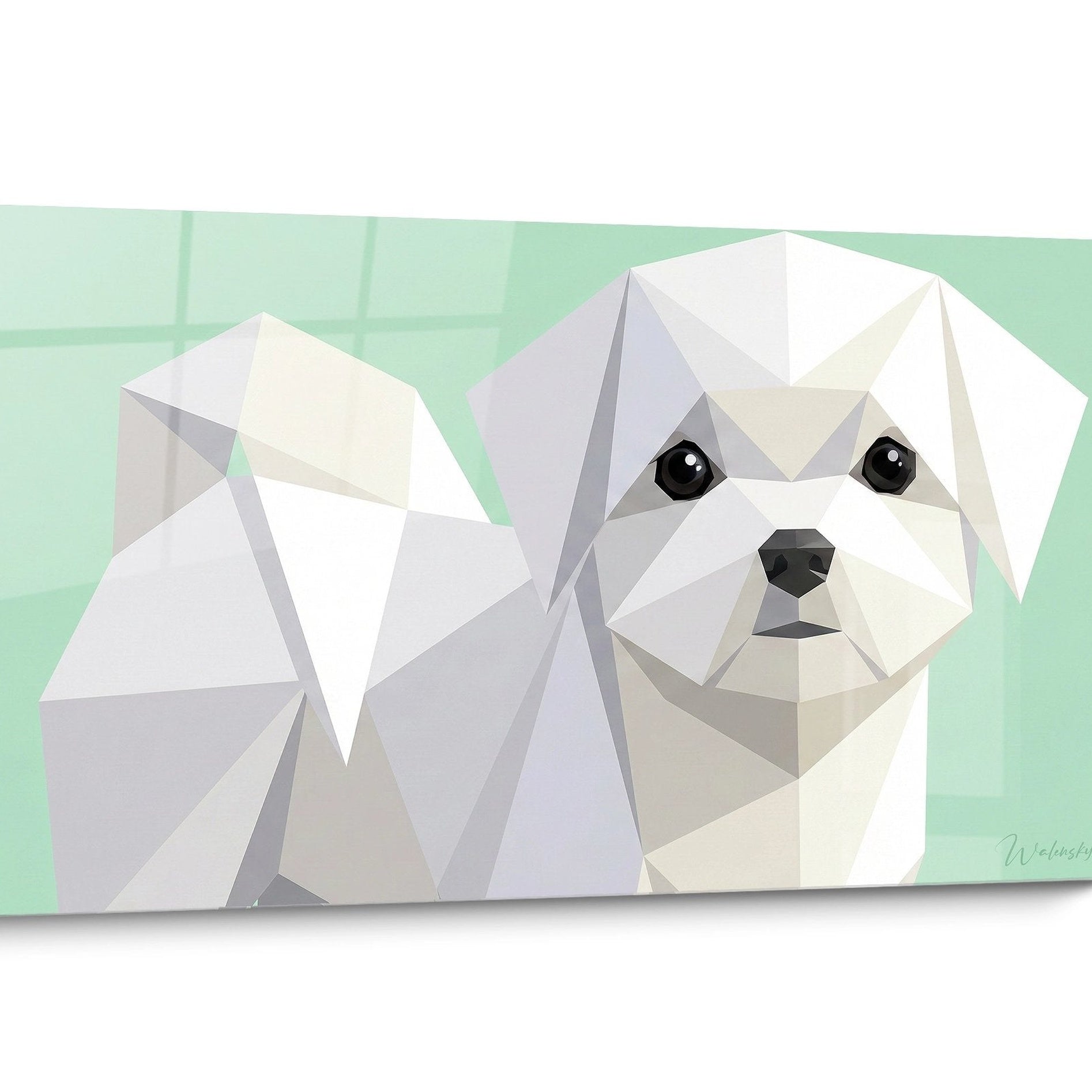 Tableau chien Bichon Maltais Géométrique