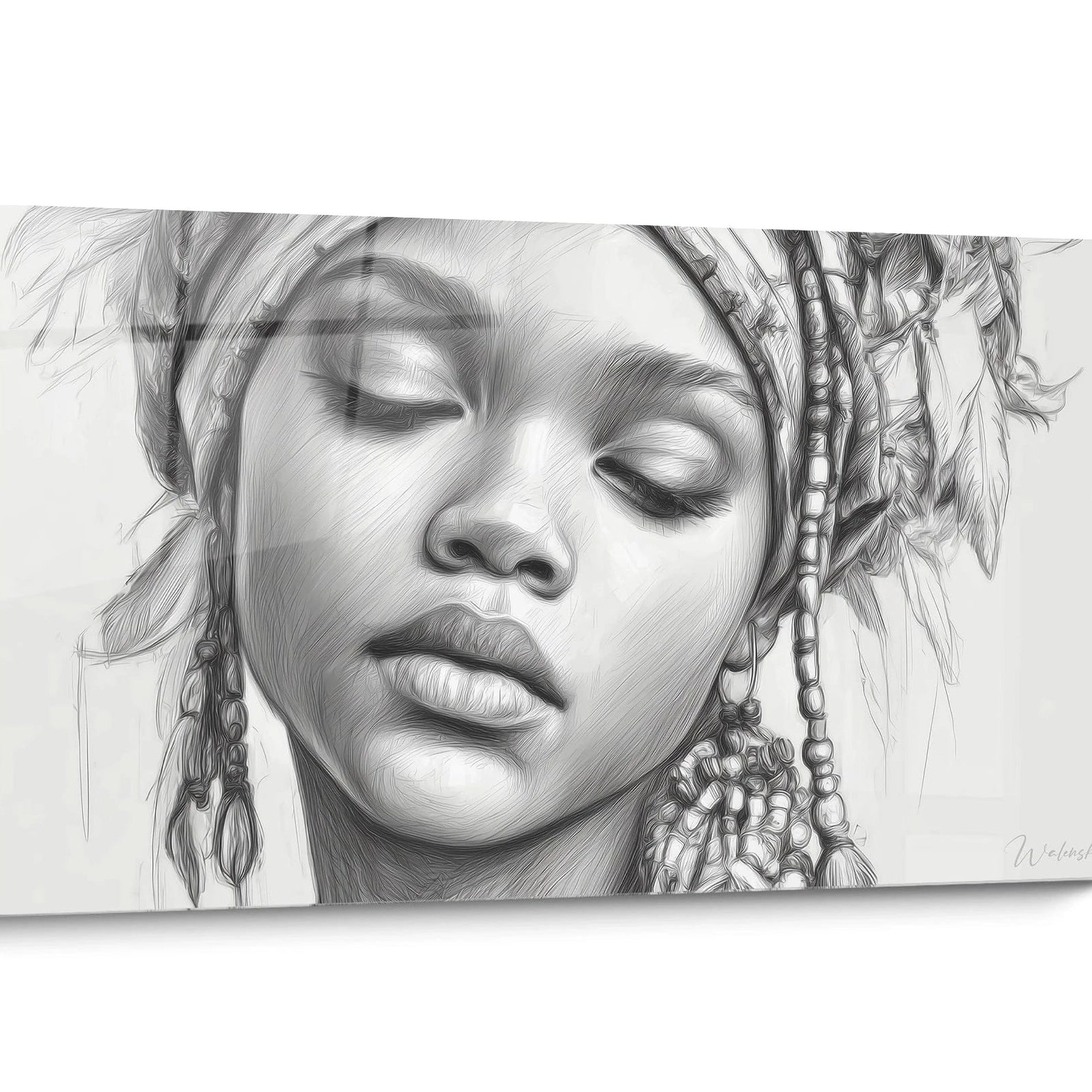 Tableau Visage africain Noir et Blanc