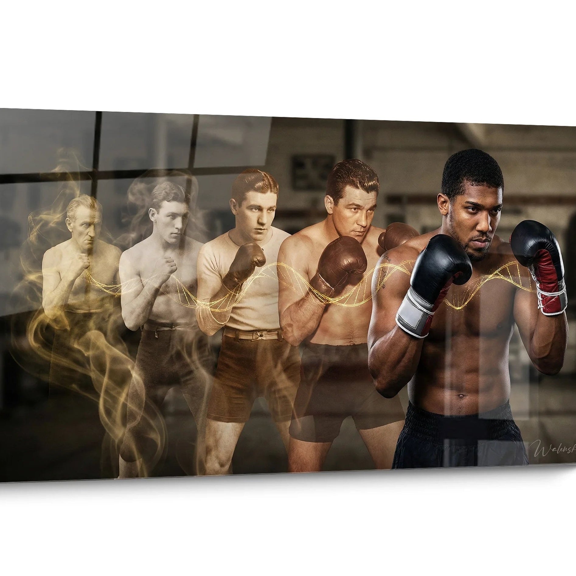 Tableau Boxe Doré