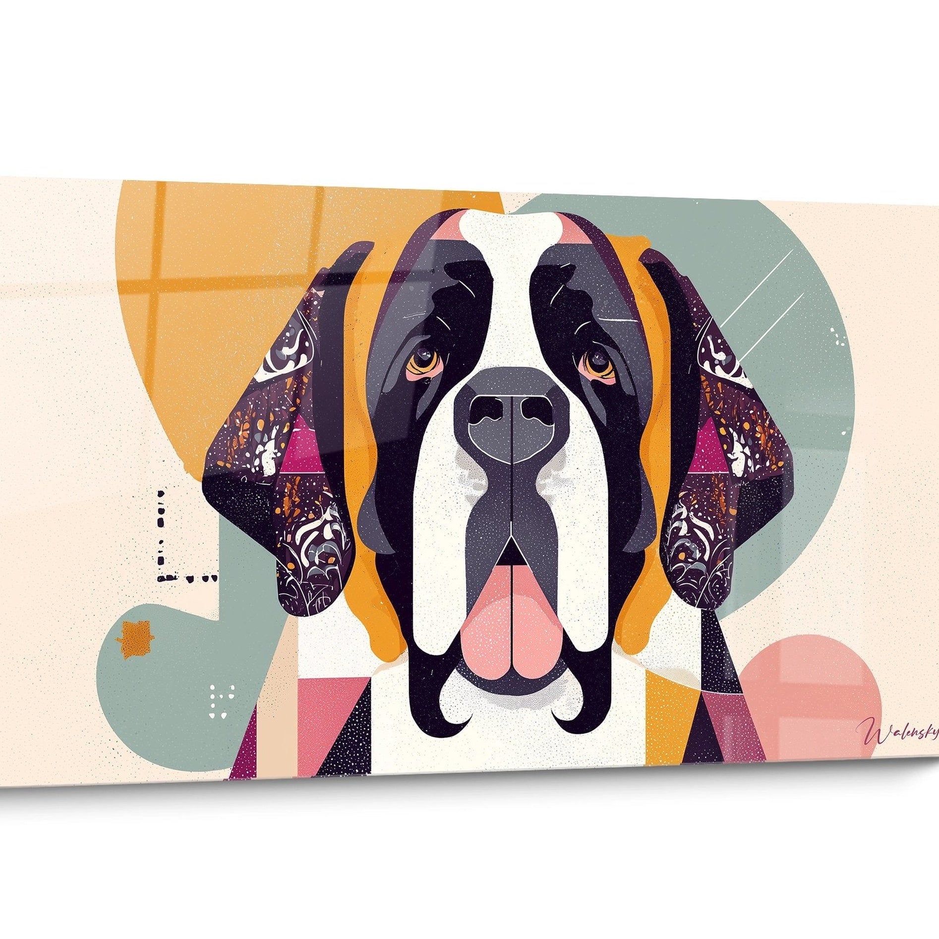 Tableau chien Saint Bernard Géométrique
