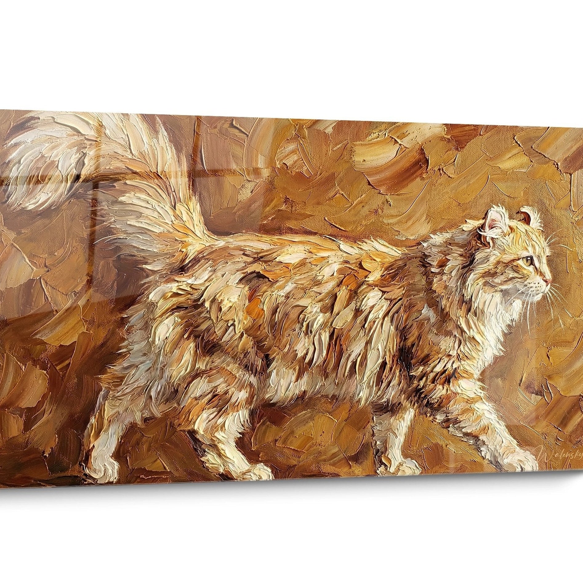 Tableau chat American Curl Doré