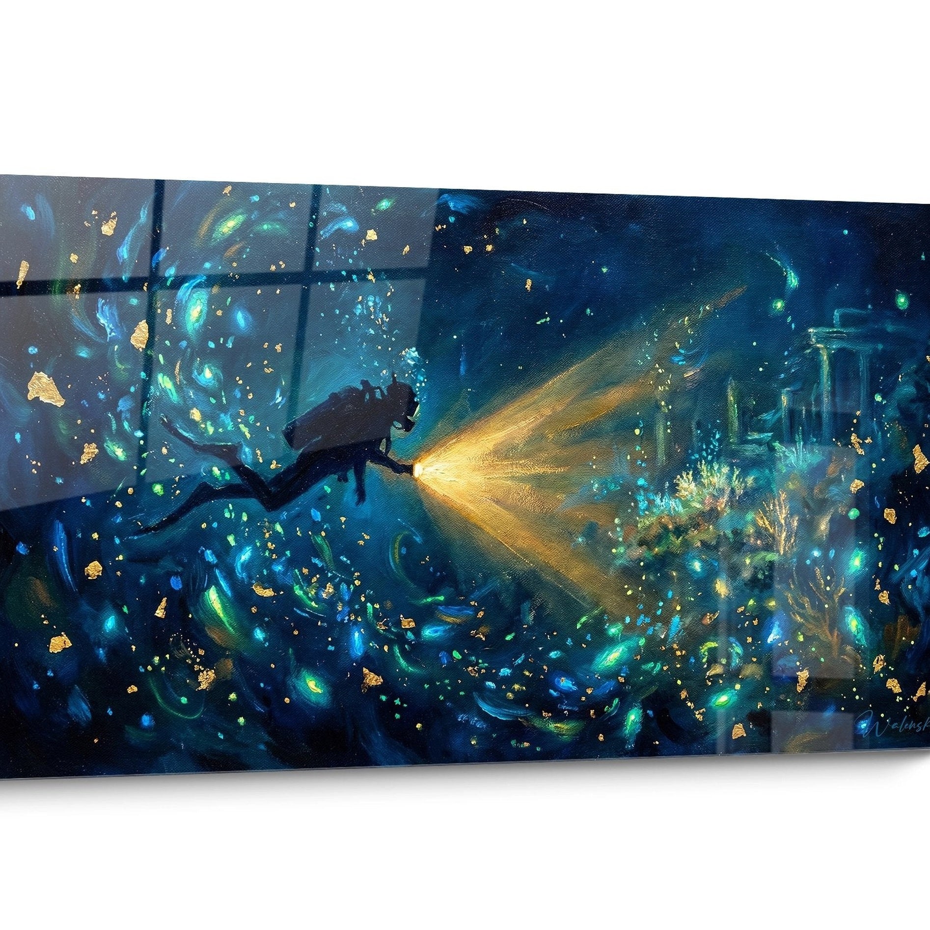 Tableau plongée sous-marine Doré