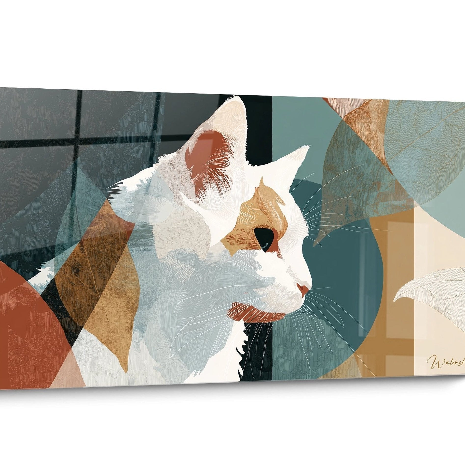 Tableau chat Turkish Van Géométrique