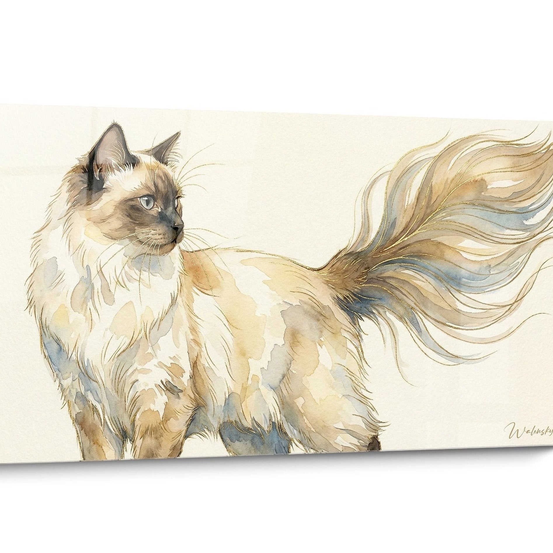 Tableau chat Balinais Aquarelle