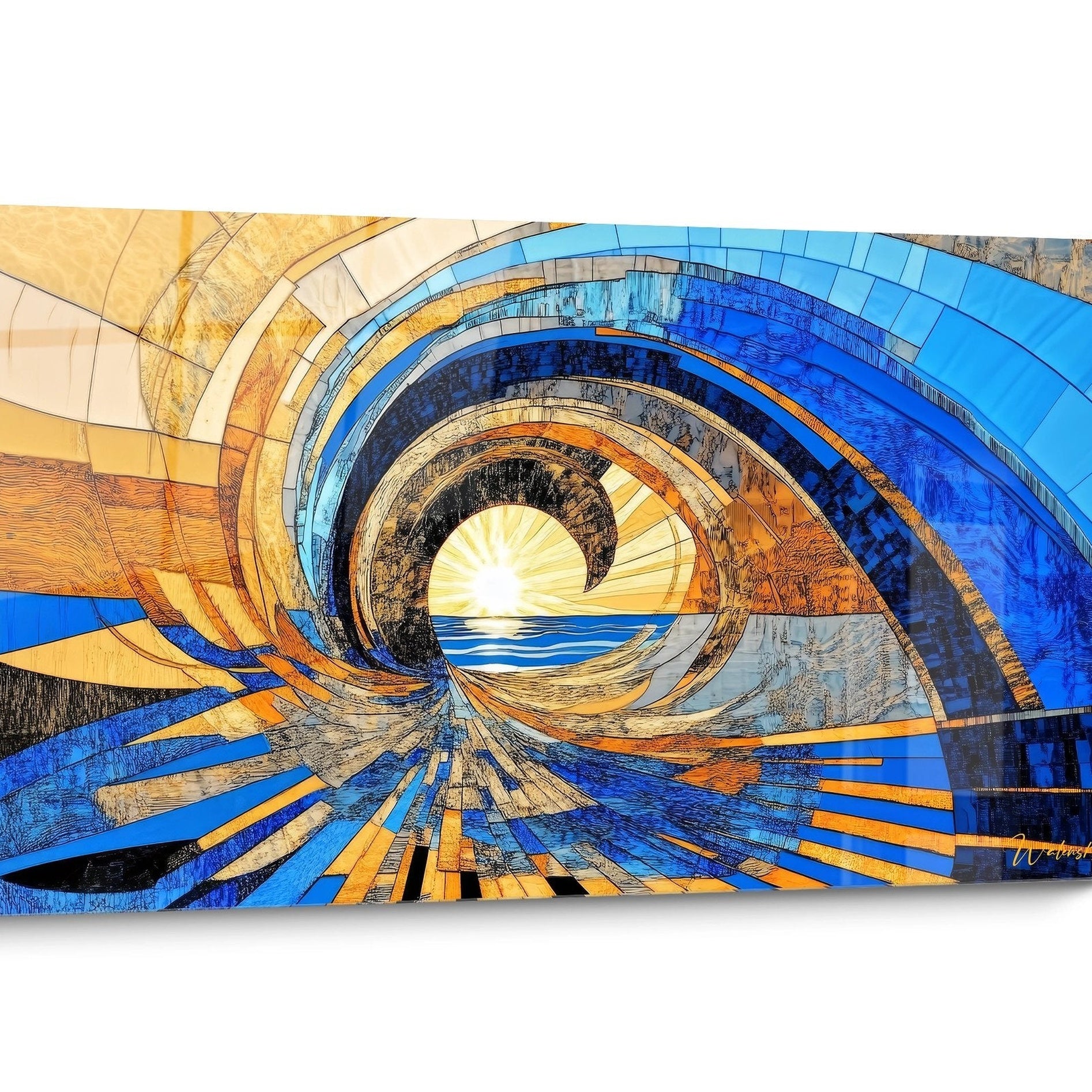 Tableau spirales abstraites Doré