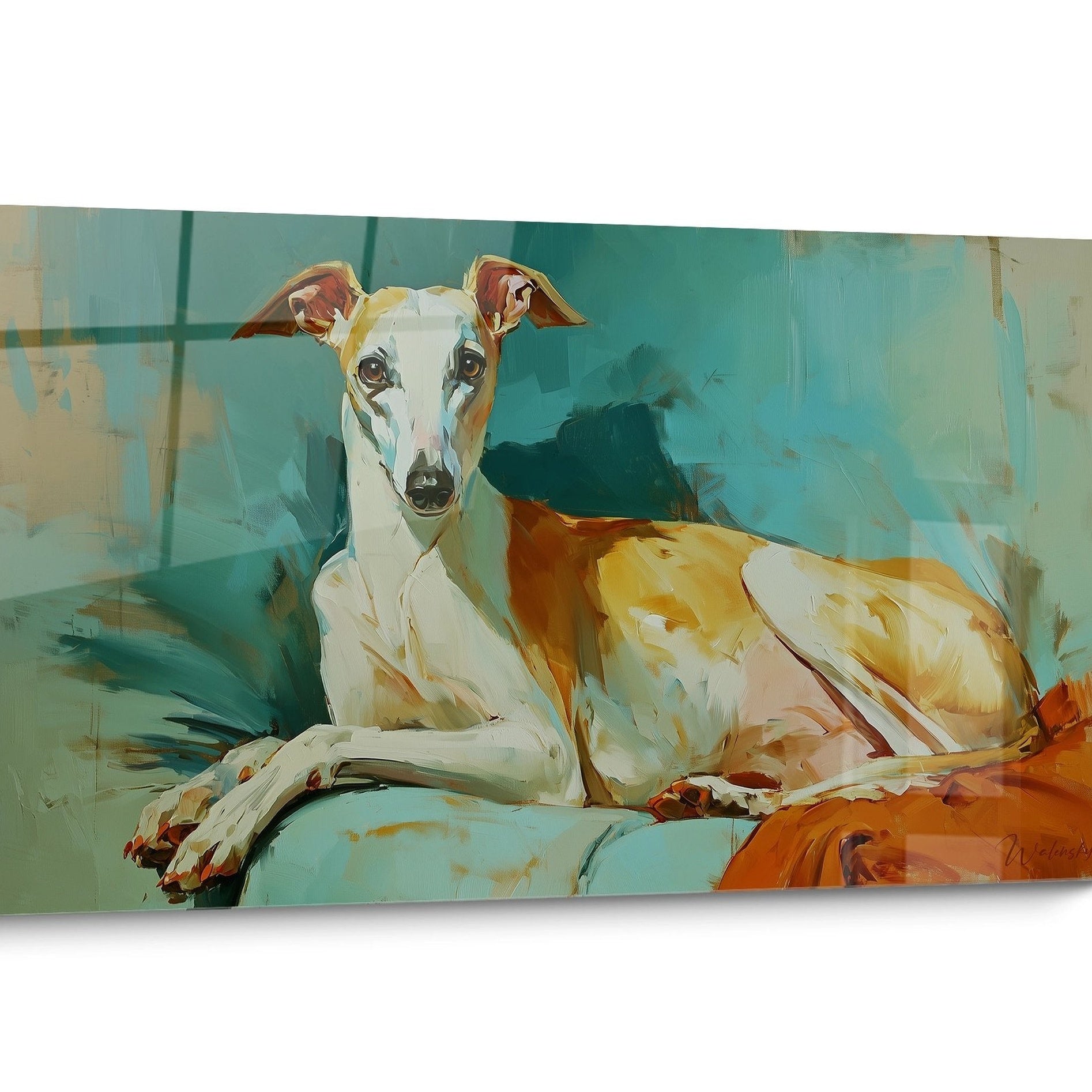 Tableau Lévrier Whippet Turquoise