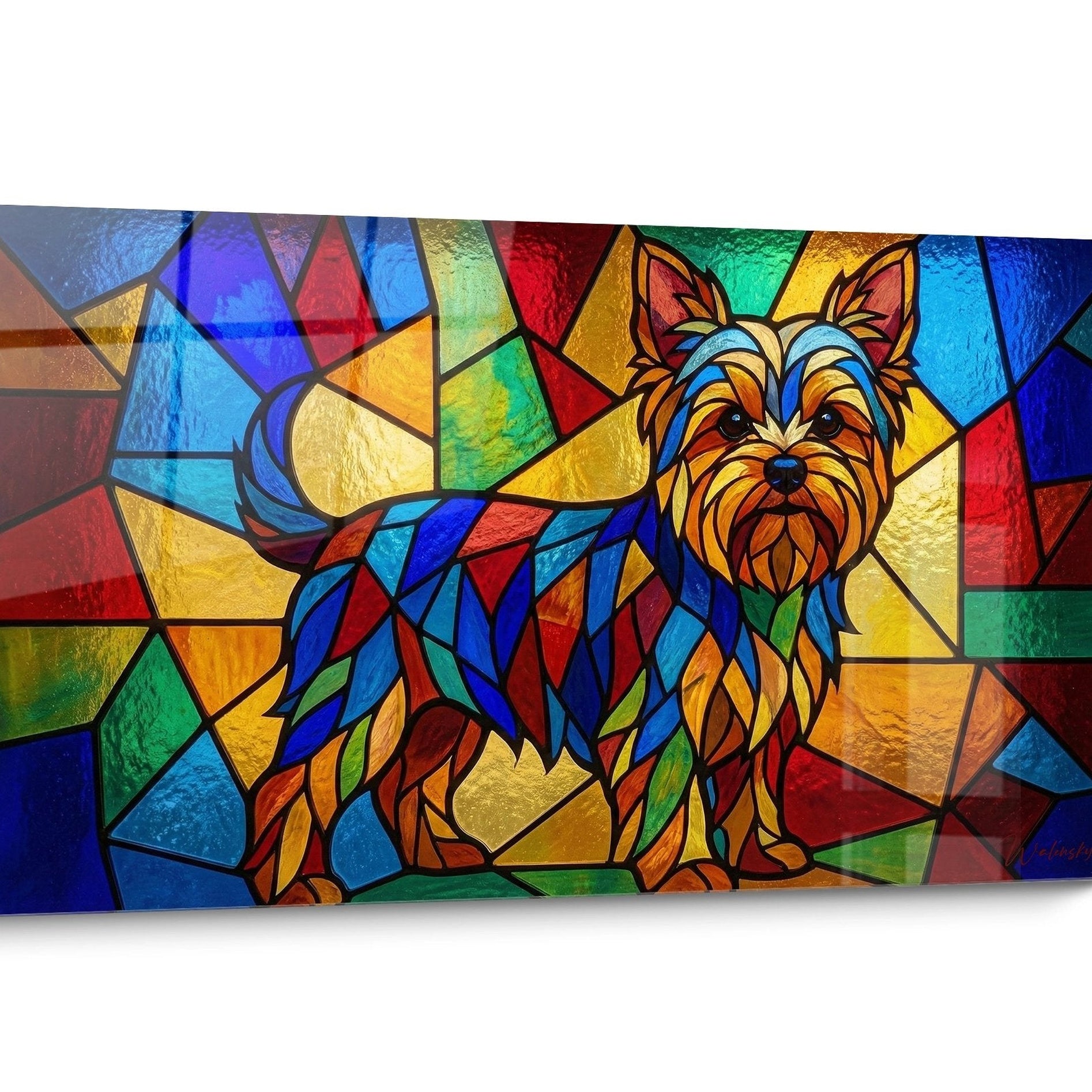 Tableau chien Yorkshire Terrier Géométrique