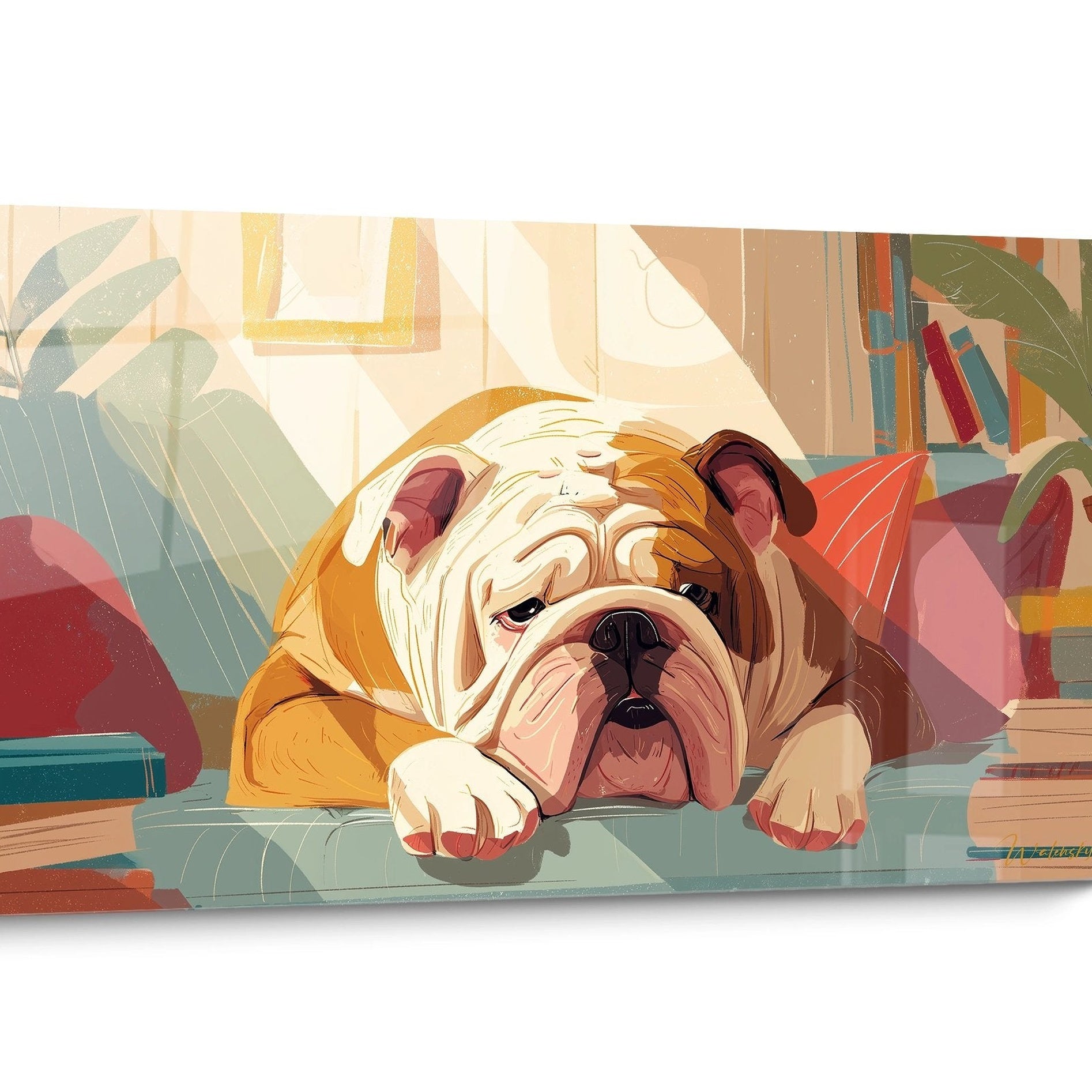 Tableau chien Bouledogue Anglais Vintage