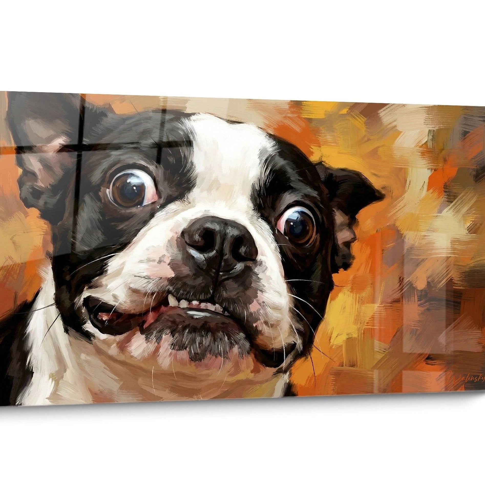 Tableau chien Boston Terrier Noir et Blanc
