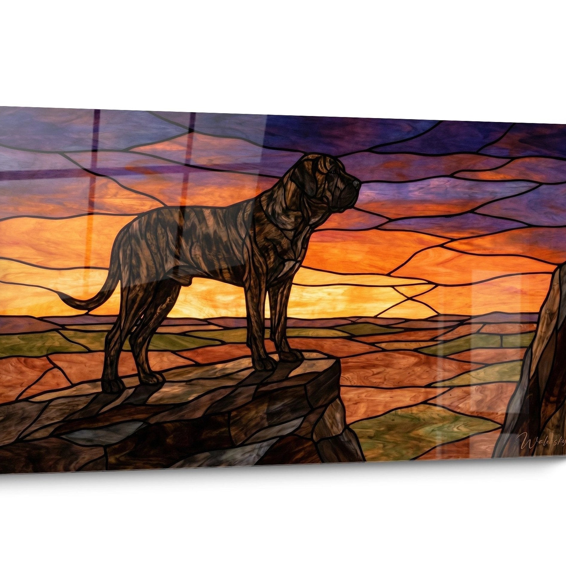 Tableau chien Fila Brasileiro Coucher Soleil