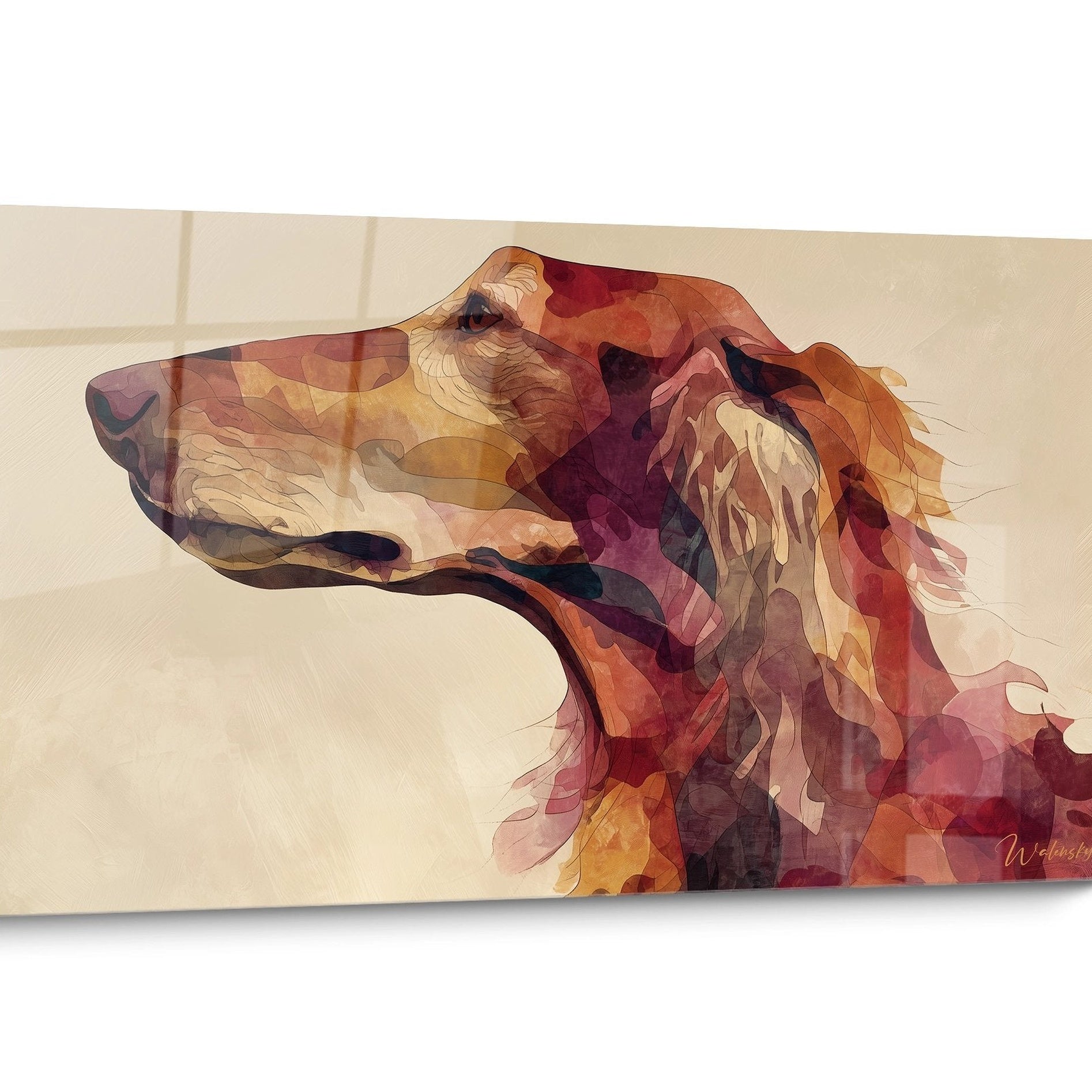 Tableau chien Setter Irlandais Géométrique