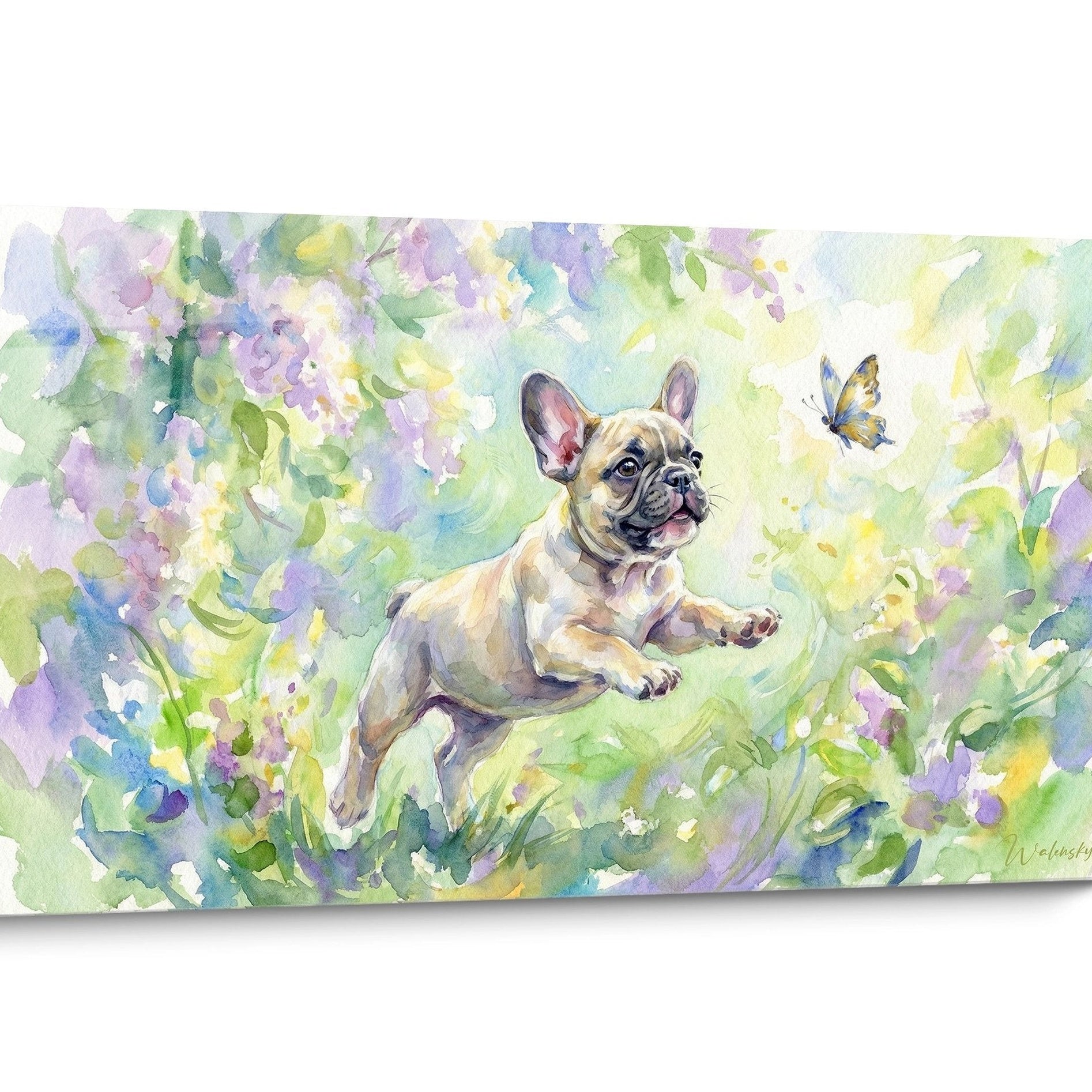 Tableau Bouledogue Francais Aquarelle