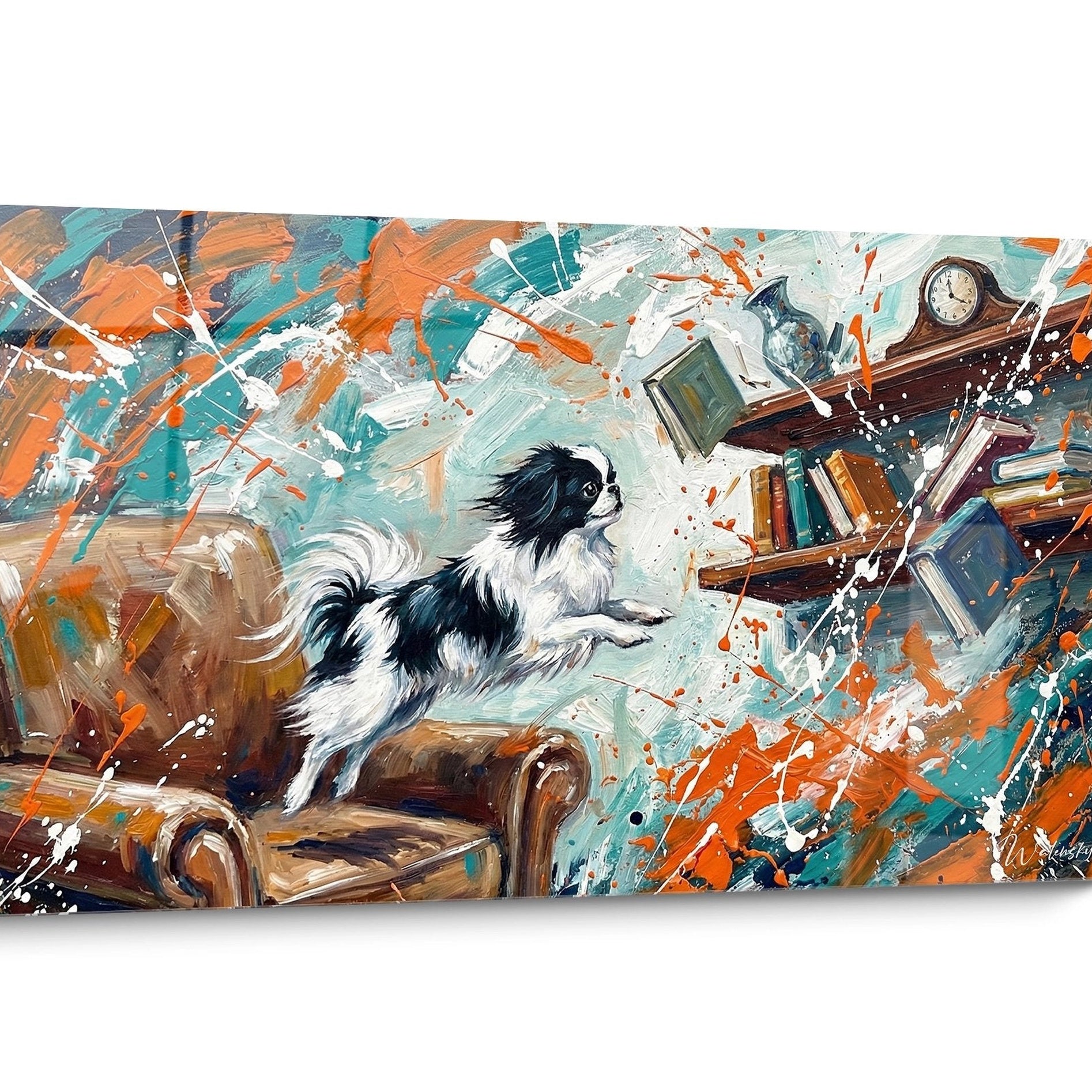 Tableau chien Epagneul Japonais Abstrait