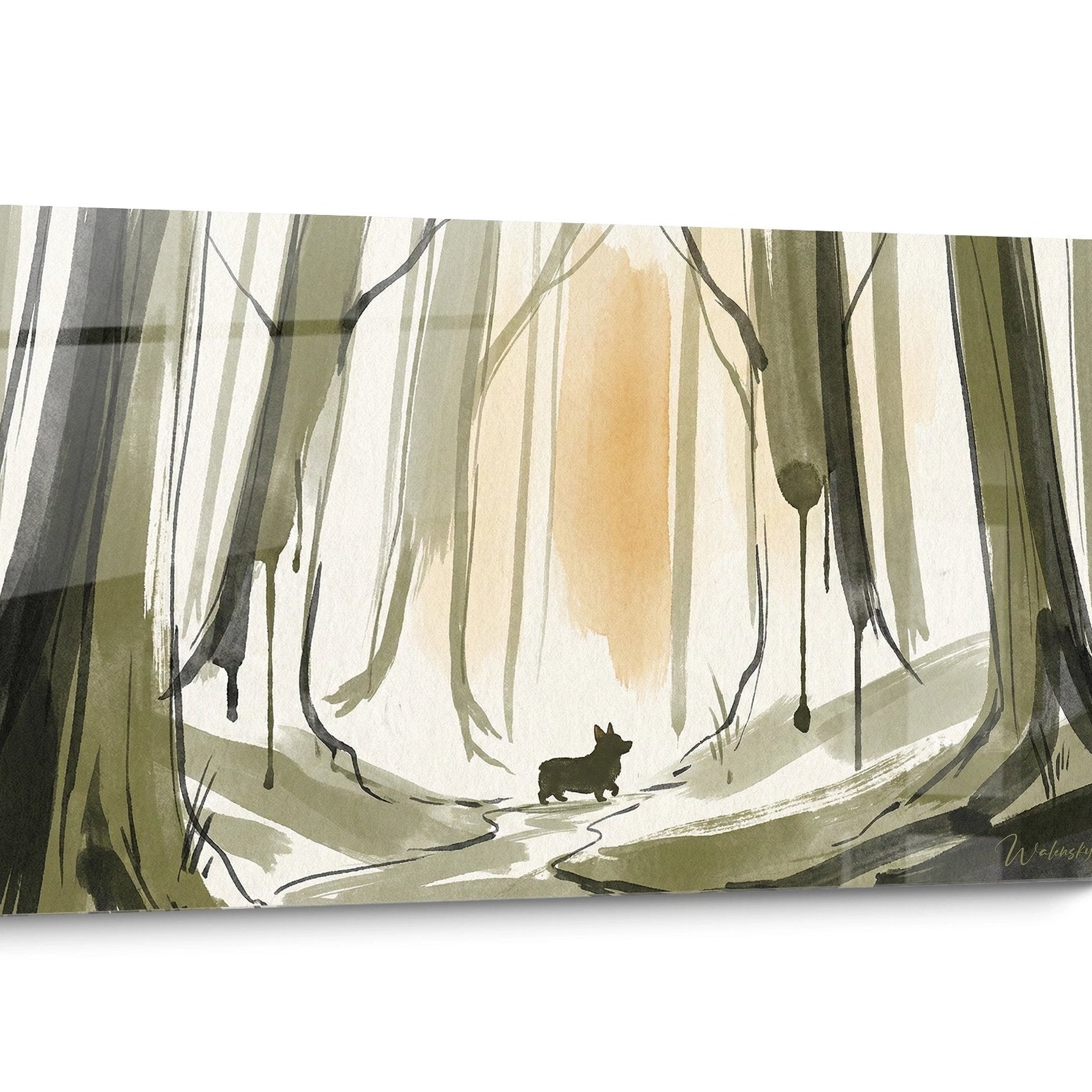 Tableau chien Corgi Pembroke Forêt