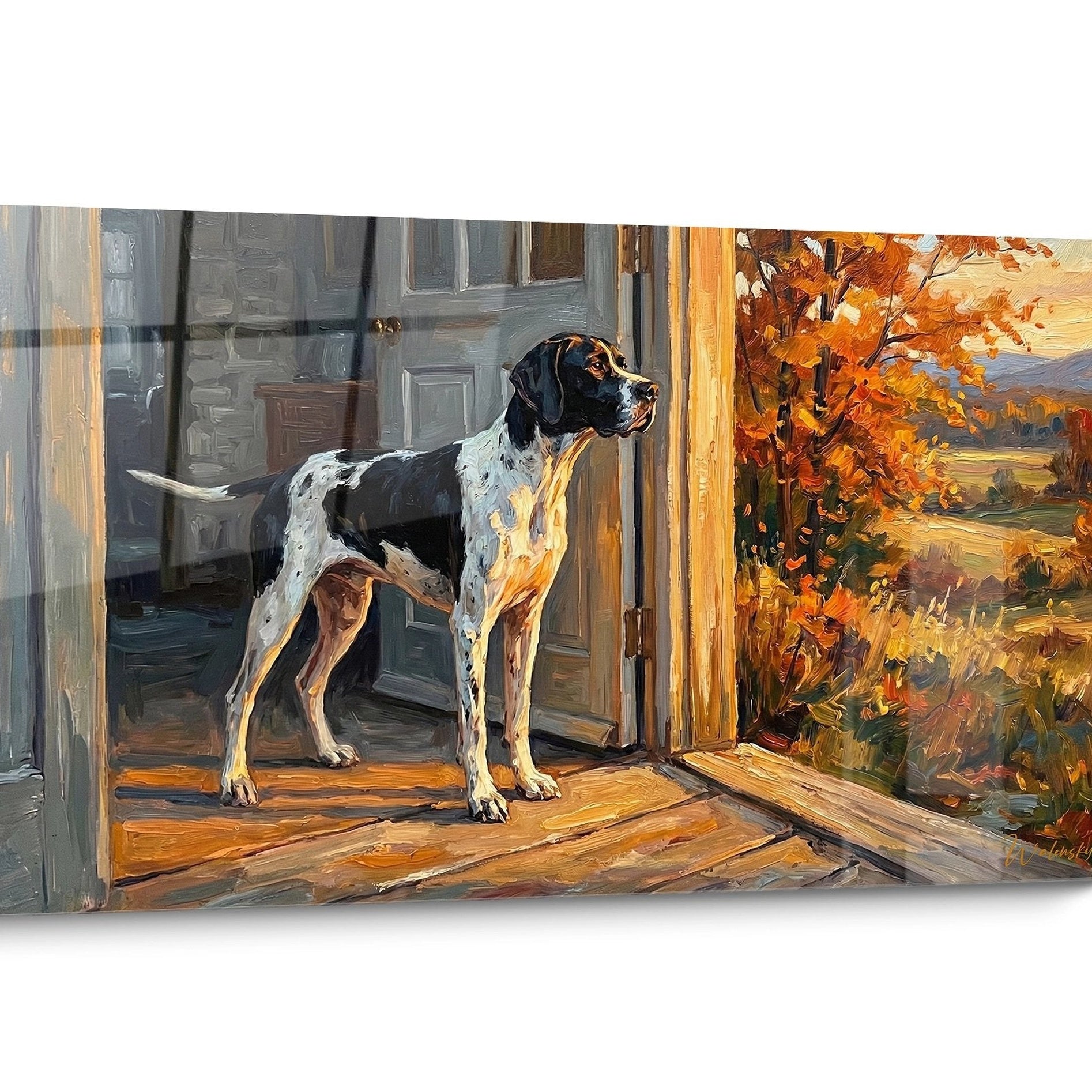Tableau chien Pointer Anglais Automne