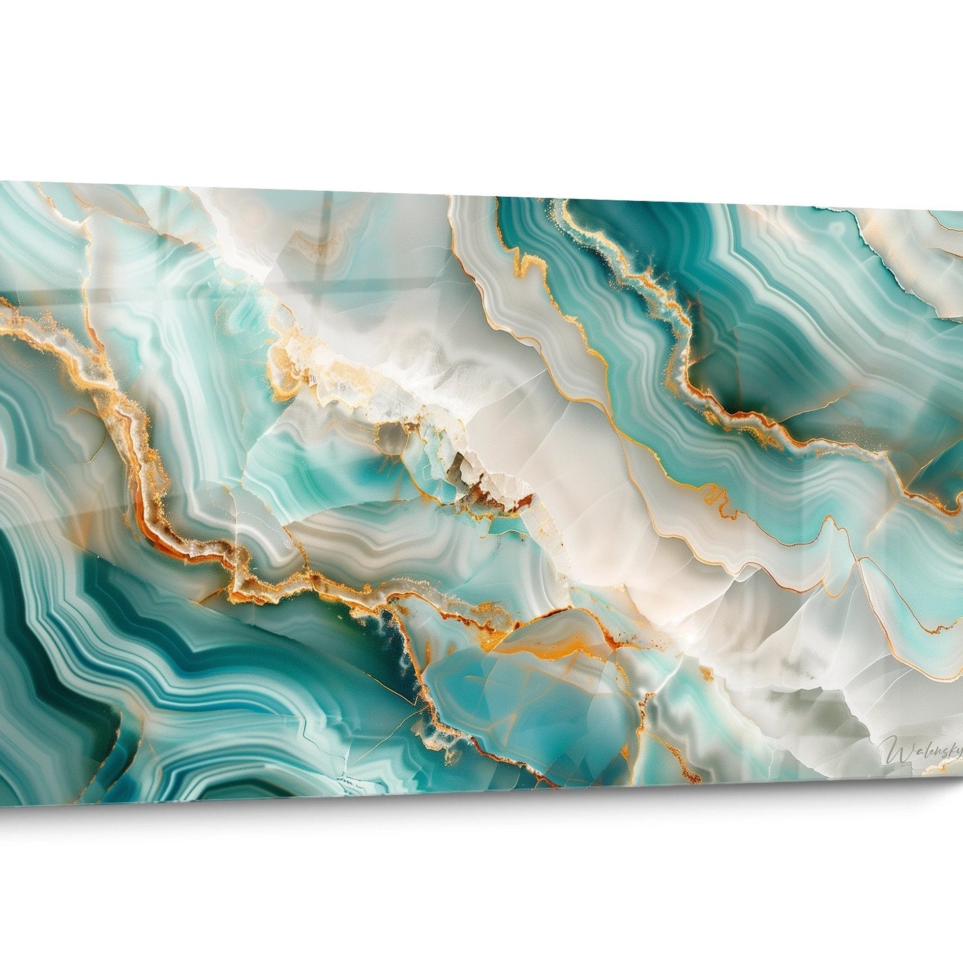 Tableau abstrait marbre bleu