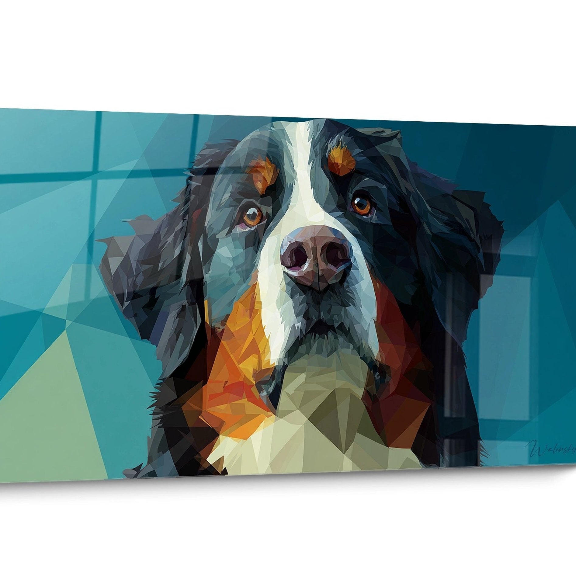 Tableau chien Bouvier Bernois Géométrique