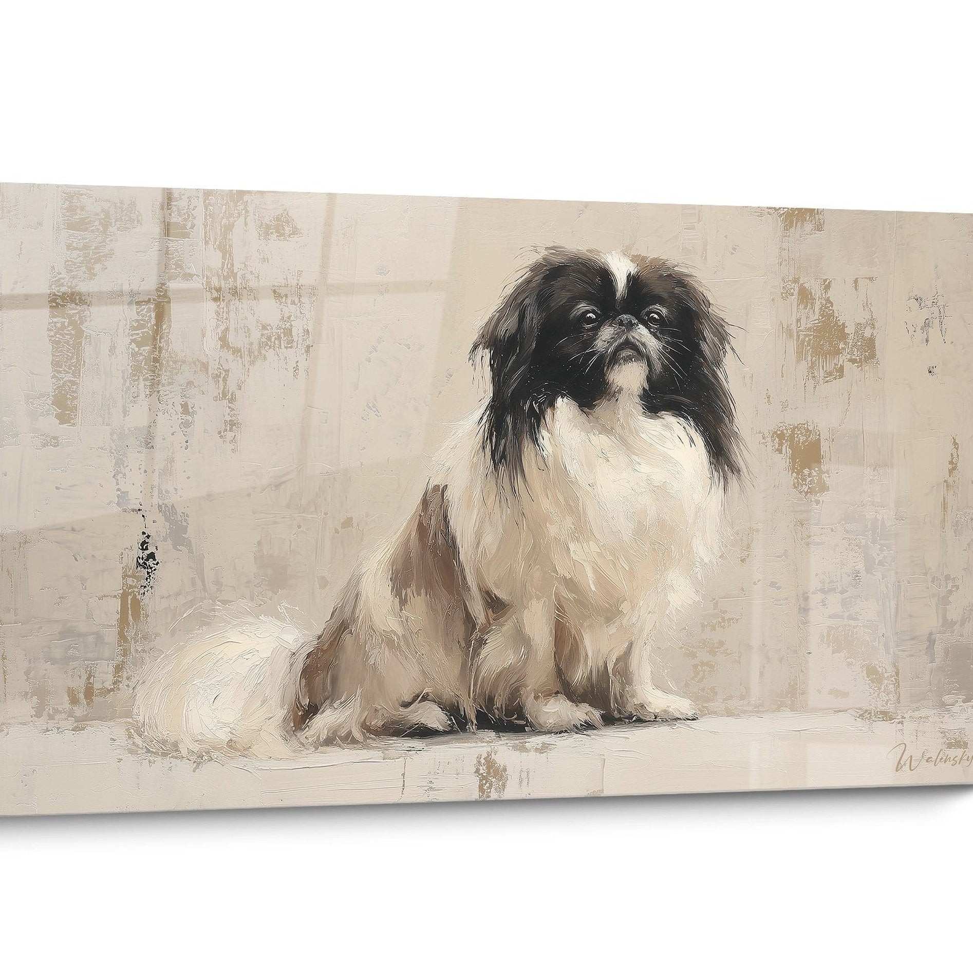 Tableau chien Pekinois Vintage