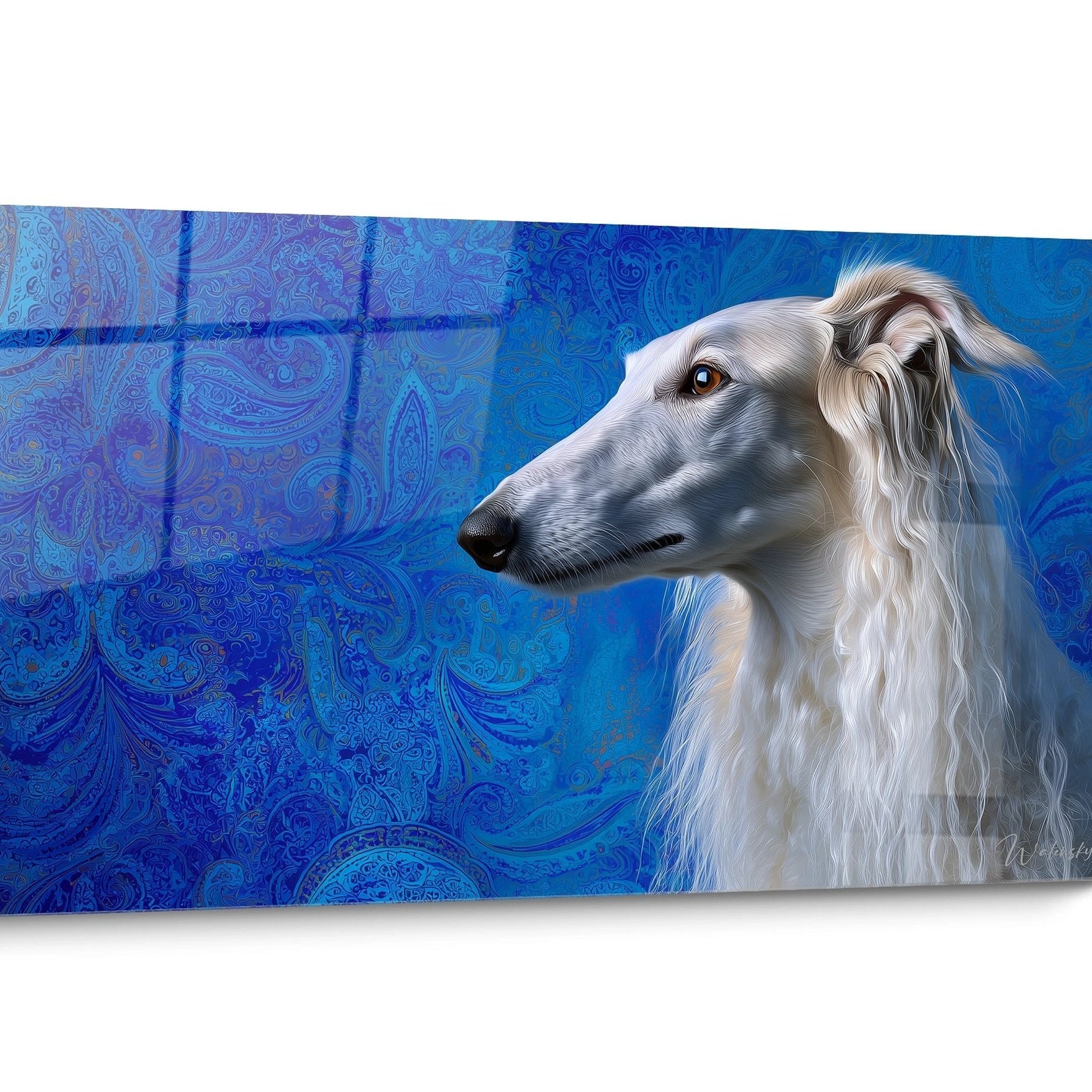 Tableau chien Barzoi Blanc