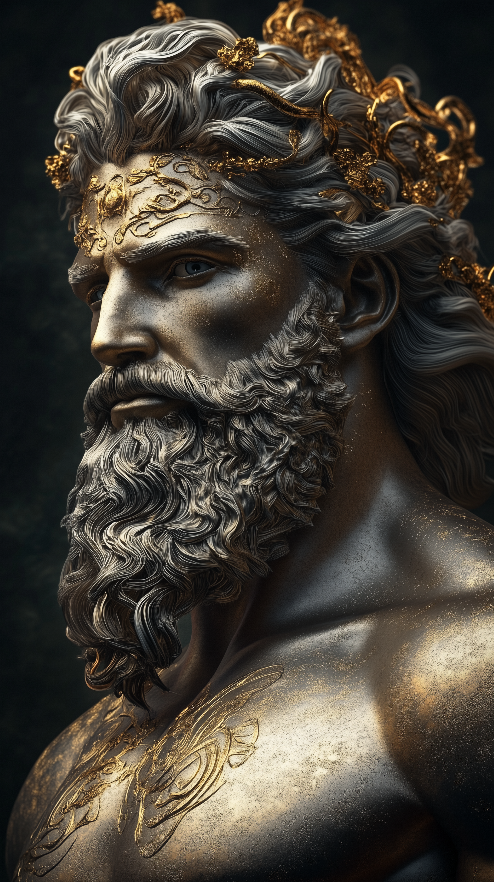 Tableau Zeus représentant le roi des dieux grecs dans toute sa puissance, avec éclairs et nuages d'orage, œuvre d'art mythologique pour décoration intérieure.