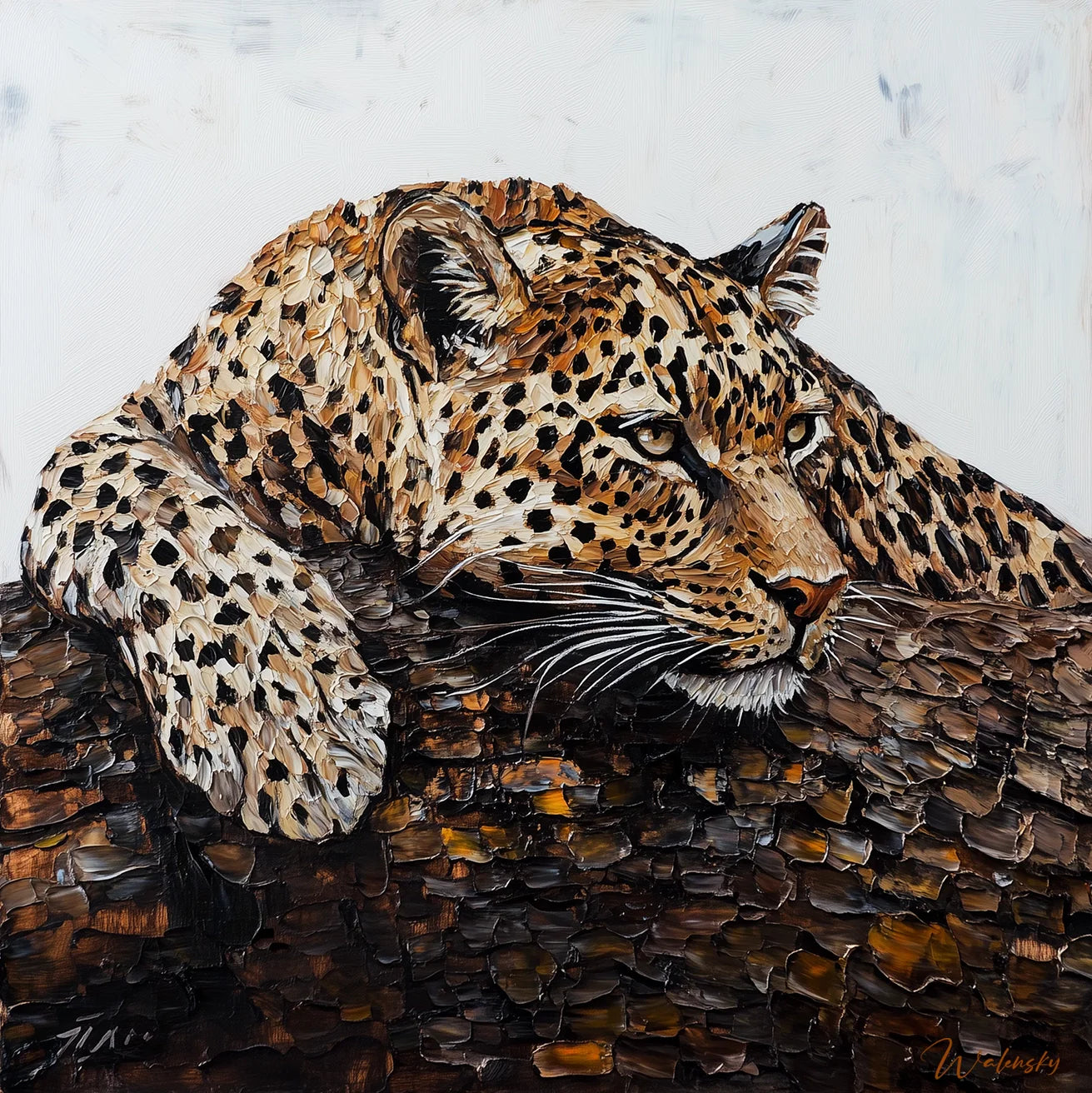 Œuvre d'art représentant une panthère élégante et puissante, tableau animalier mettant en valeur la grâce mystérieuse de ce félin légendaire.