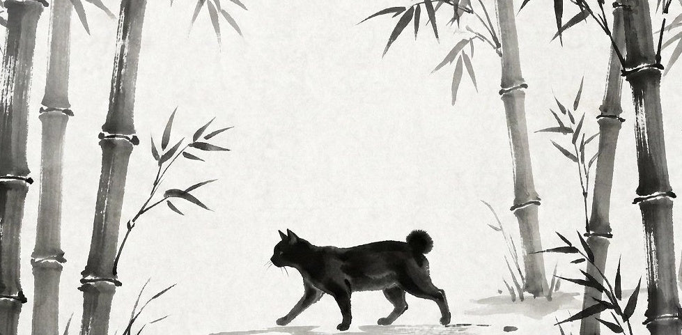 Tableau chat Japanese Bobtail Minimaliste