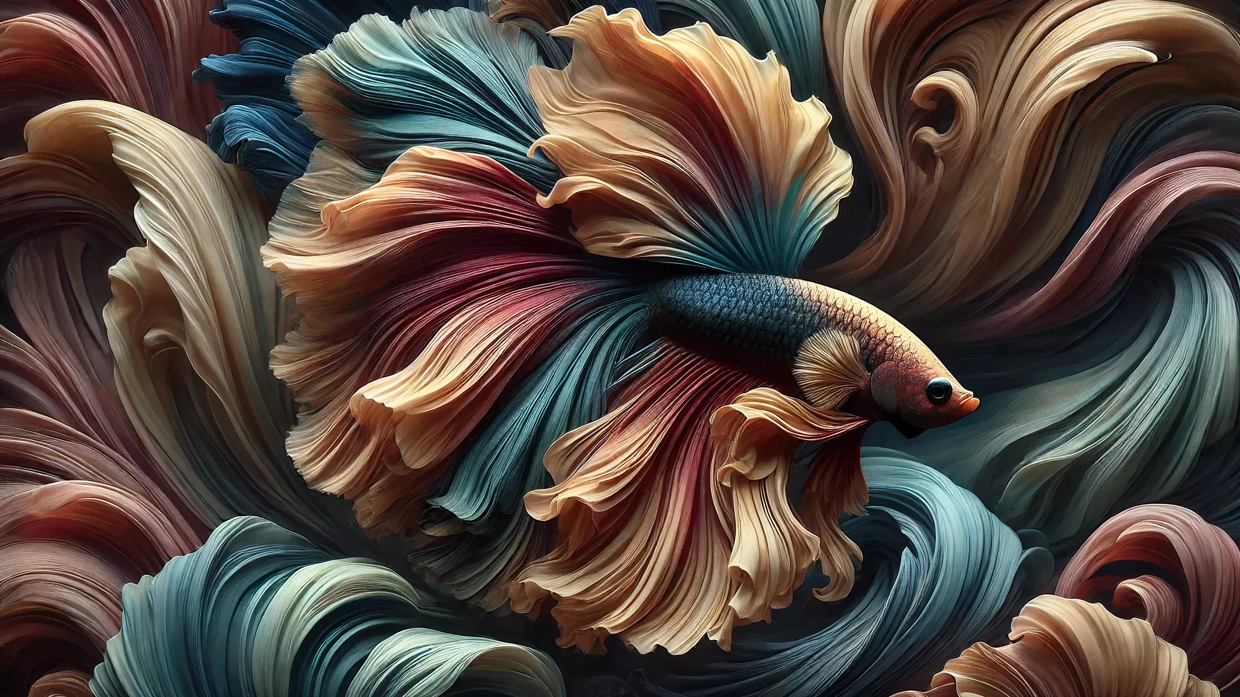 Tableaux poissons Betta avec des couleurs éclatantes et des nageoires fluides pour une décoration artistique raffinée