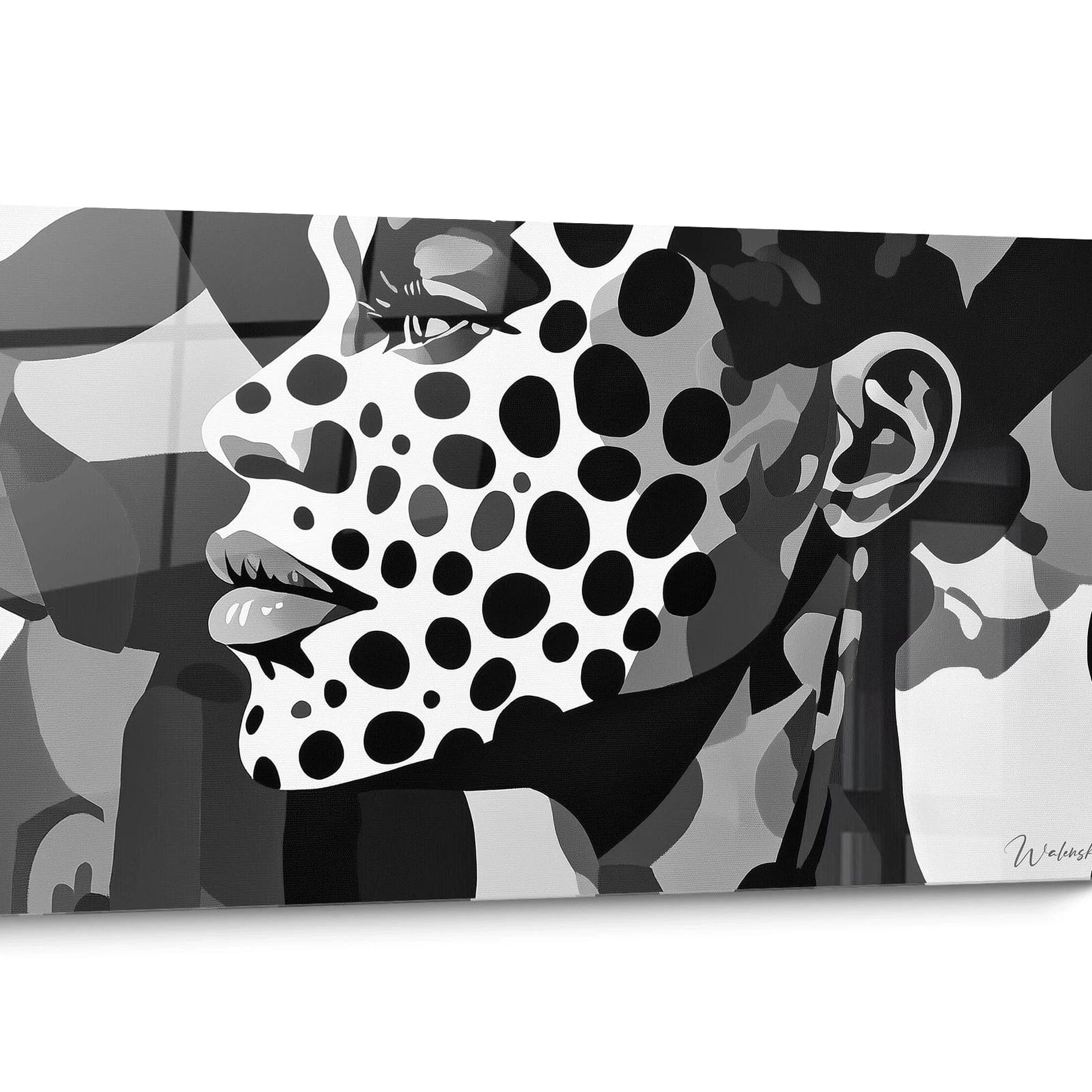 Tableau visage noir et blanc