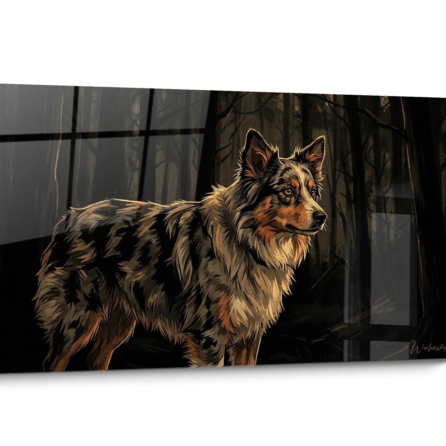 Tableau chien Berger Americain Miniature Portrait