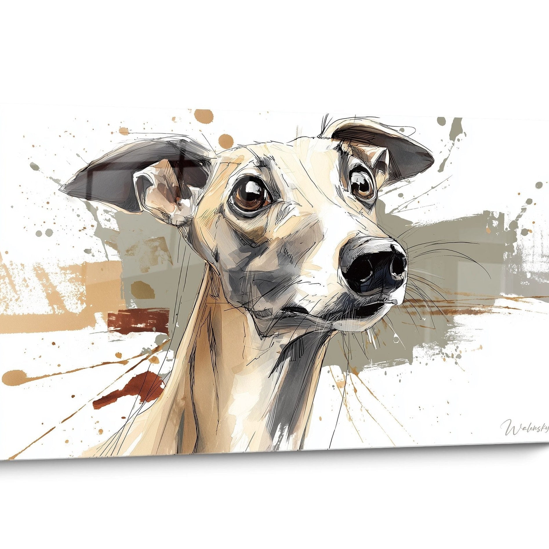 Tableau Lévrier Whippet Portrait